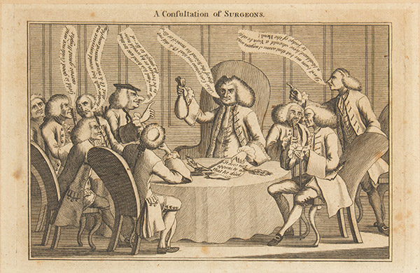 Engraving, Satire, A Consultation of Surgeons, 
England, 1769 